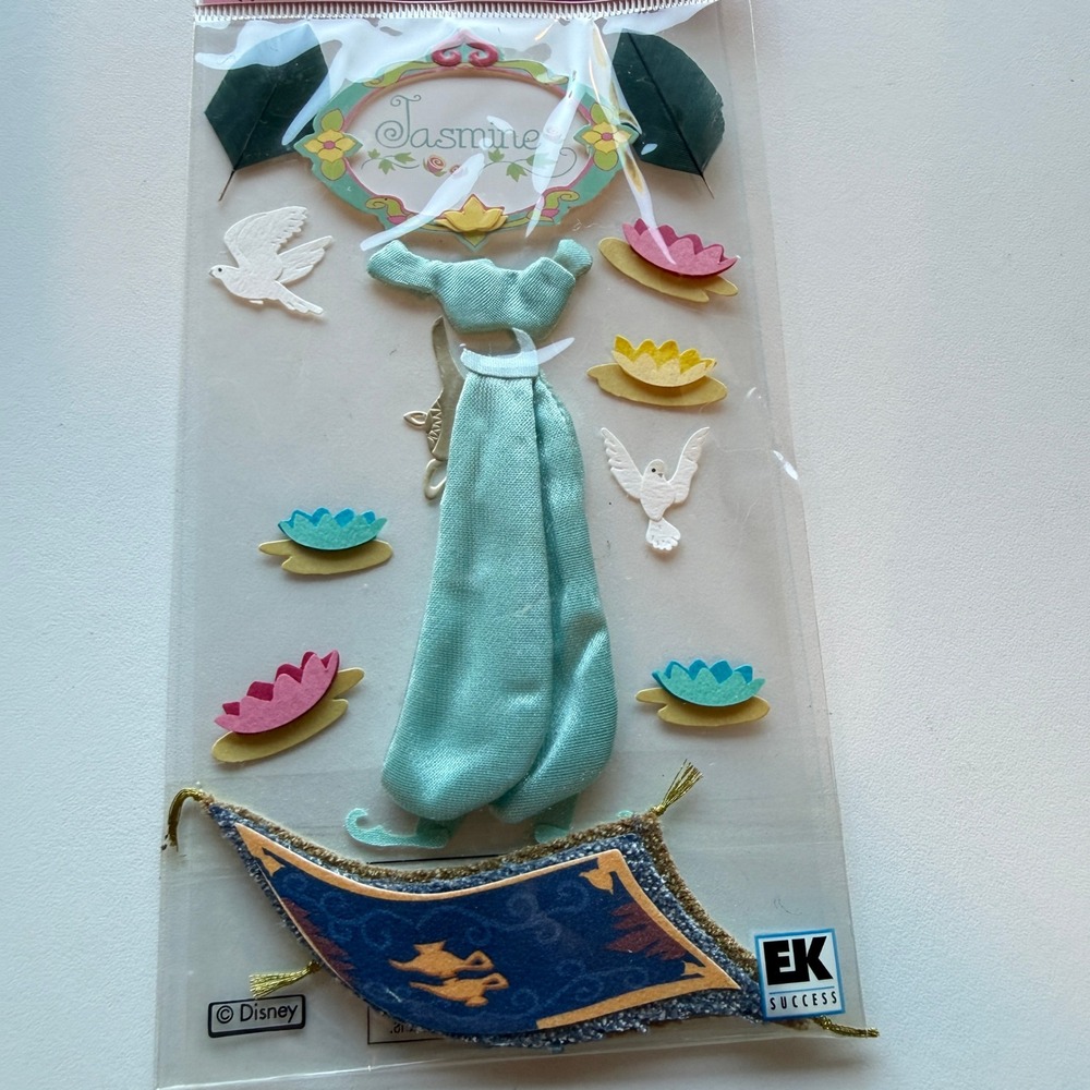 Disney Princess Jasmine Sticker Collage EK Success 3D Fabric Magic Carpet New